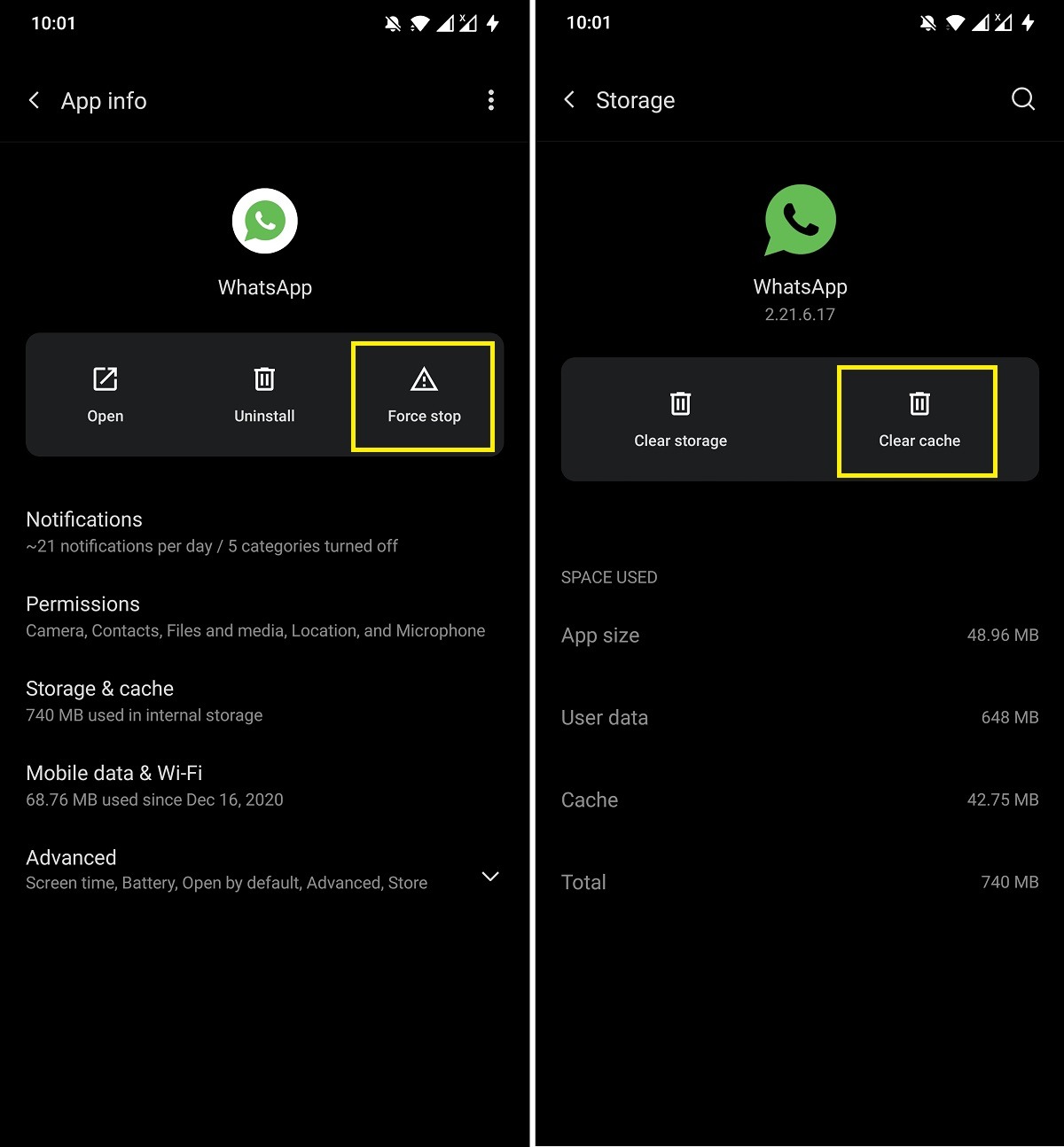 Whatsapp Not Working Force Stop