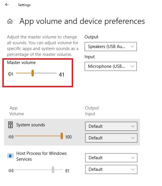 Ext Microphone Windows Settings Master Volume