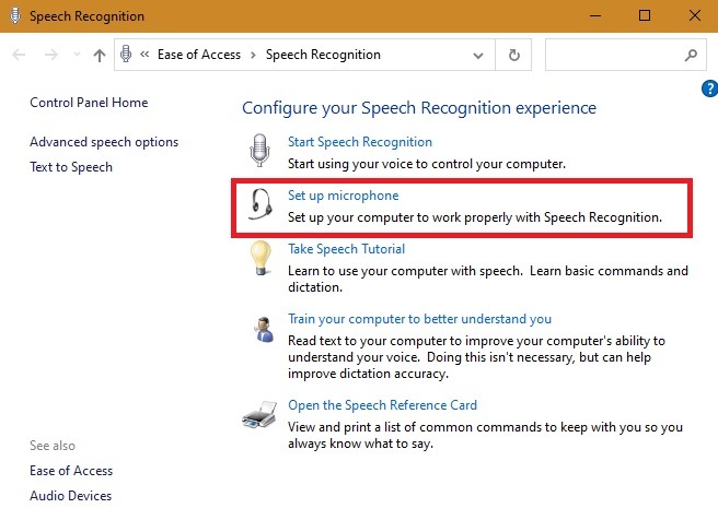 Ext Microphone Windows Speech Recognition Set Up Microphone