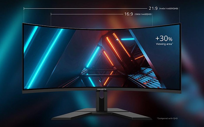 Gigabyte Curved Gaming Monitor Viewing Area