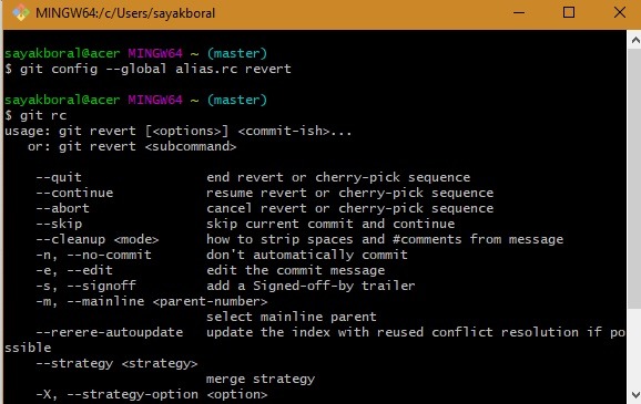 Git Alias Revert Commit