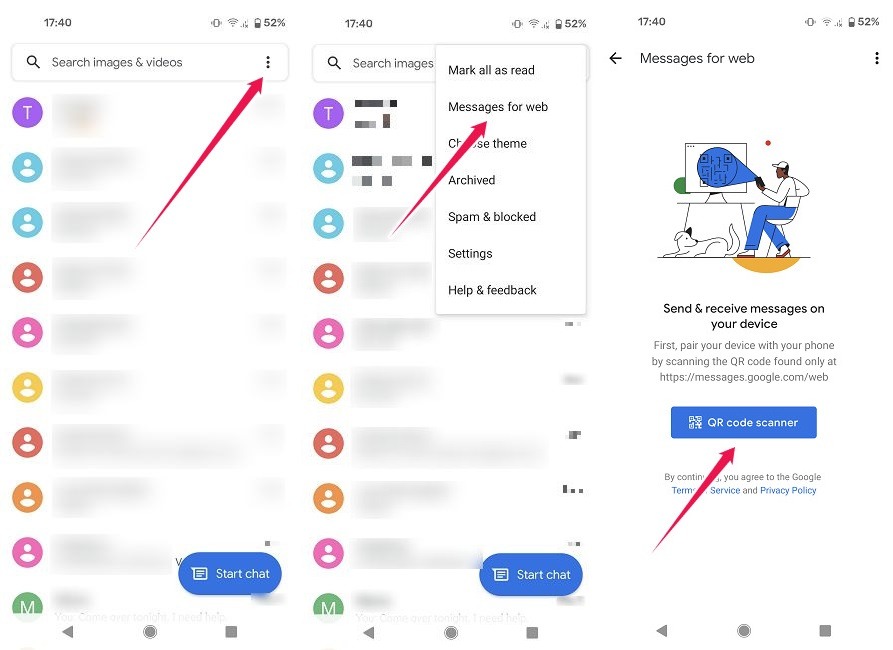 Access Google Messages Desktop Activate Messages For Web From Phone