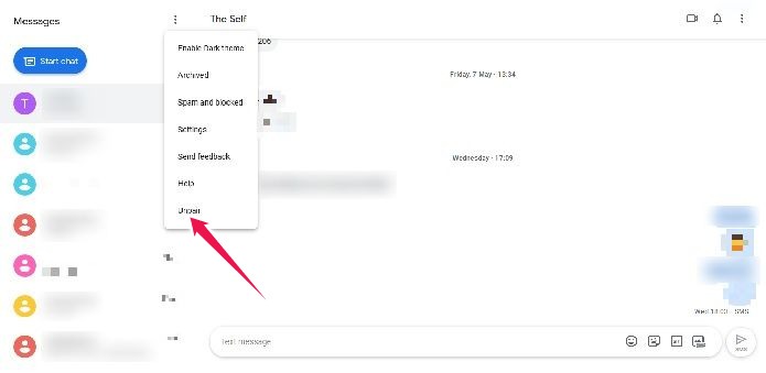 Access Google Messages Desktop Unpair Device