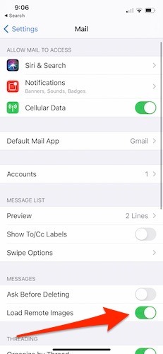 Block Tracking Pixels Mail Ios Toggle
