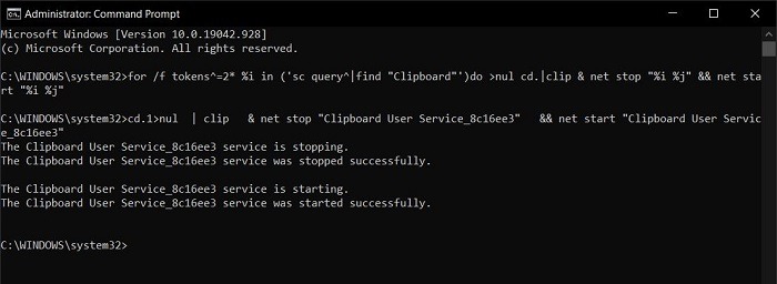 Clipboard Service Stopped Cmd