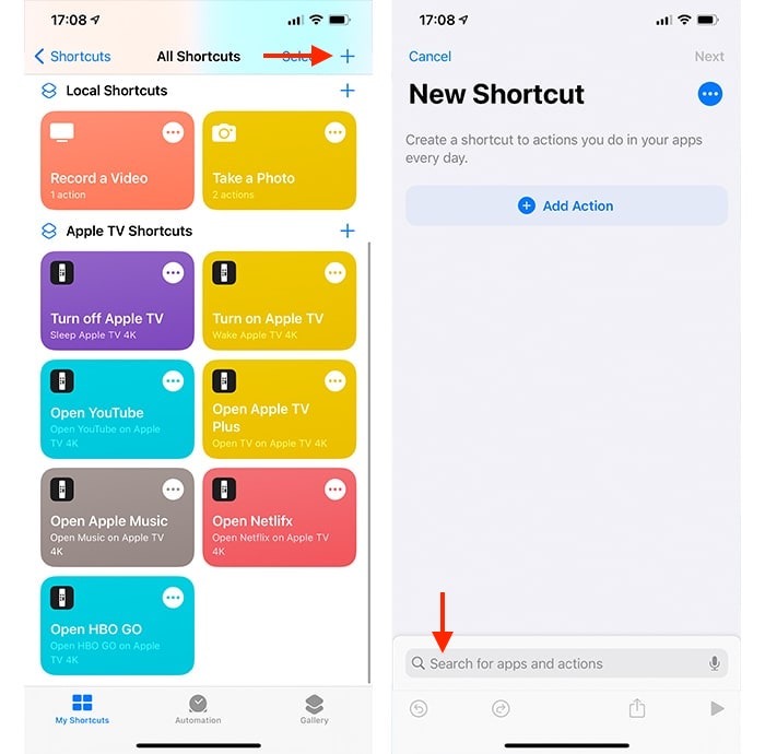 Create Siri Shortcuts Creating New