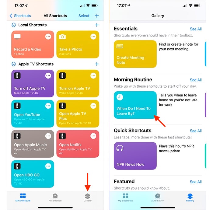 Create Siri Shortcuts Gallery App