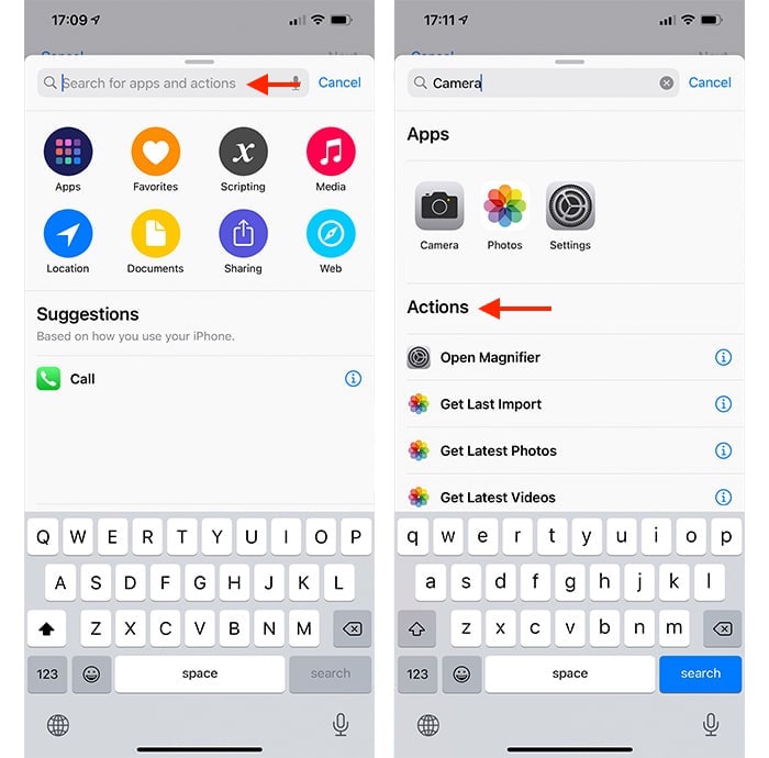 Create Siri Shortcuts Picking Default Actions