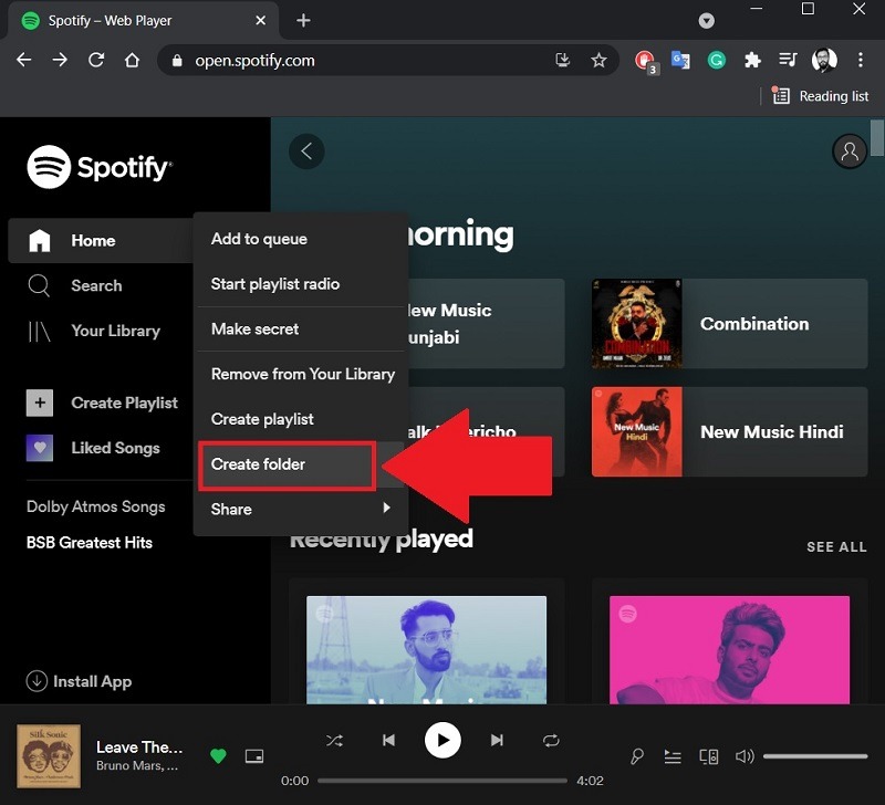 Create Spotify Playlist Folder