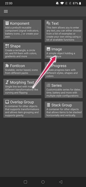 Create Widget Android Object Selection