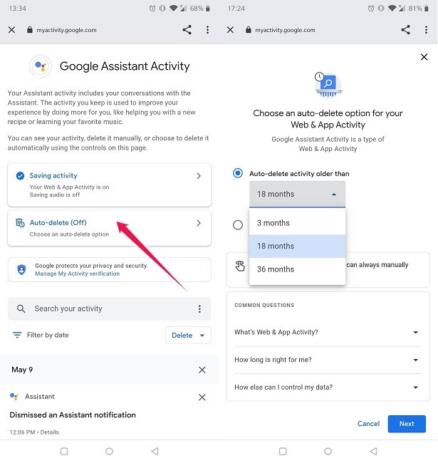 Erase Googgle Assistant Voice Commands Enable Auto Delete