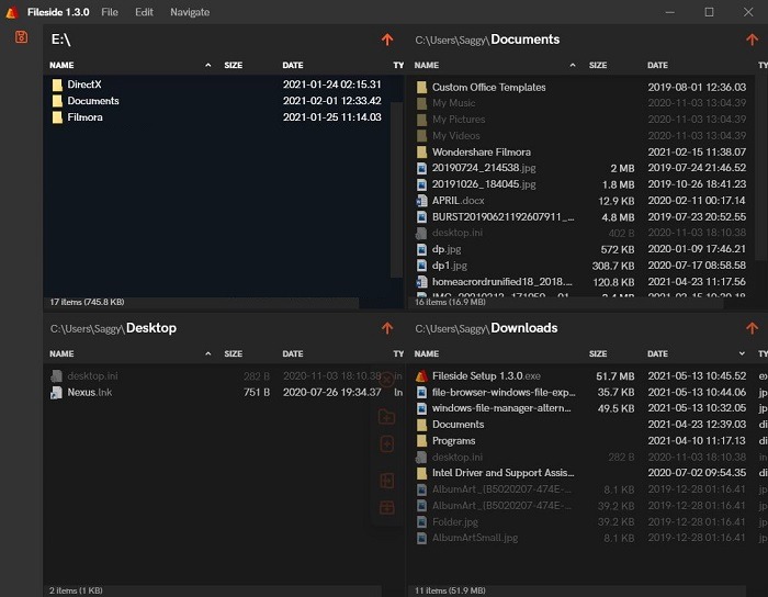 Fileside Windows Explorer