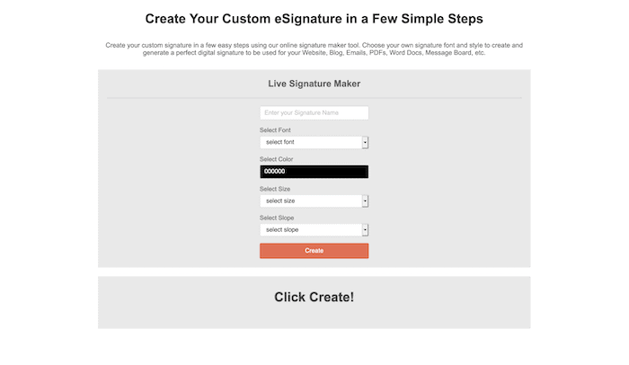 Online Signature's creation tool.