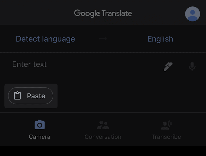 The Past button in Google Translate.
