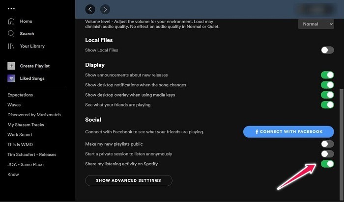 Hide Spotify Listening Activity Desktop Disable Feature