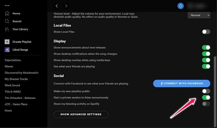 Hide Spotify Listening Activity Desktop Private Session