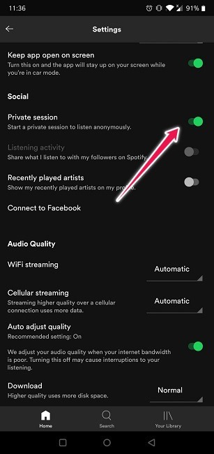 Hide Spotify Listening Activity Mobile Start Private Session