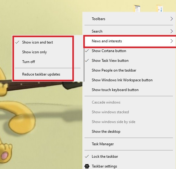 How To Setup Windows 10 Taskbar News And Interests Widget Turn Off