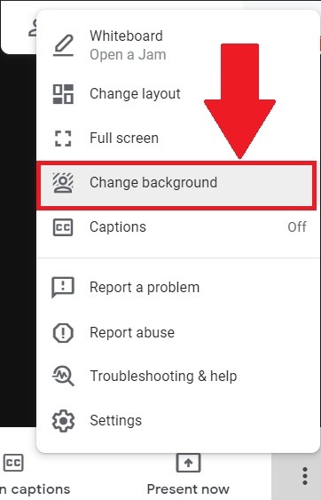 More Options Google Meet Change Background