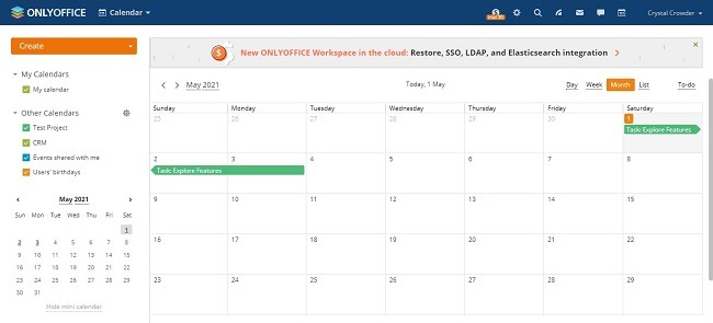 Onlyoffice Workspace Cloud Review Calendar