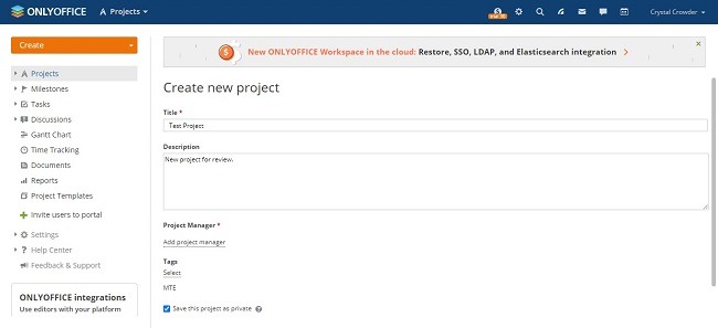 Onlyoffice Workspace Cloud Review Projects