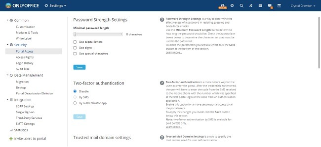 Onlyoffice Workspace Cloud Review Settings