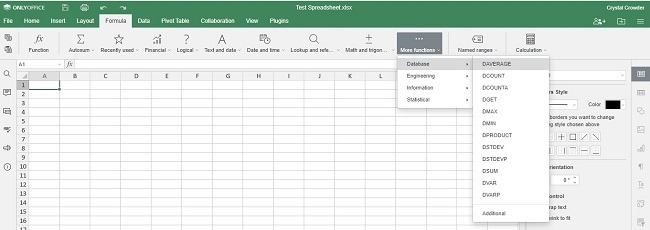 Onlyoffice Workspace Cloud Review Spreadsheet Functions