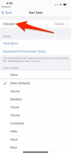 Outgoing Iphone Message Vibration