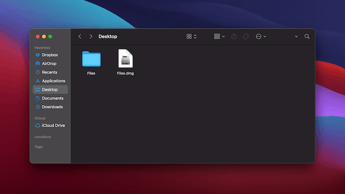 A Disk Image folder on the Mac.