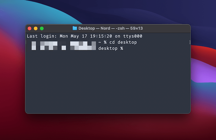 Navigating to a directory within the Terminal.