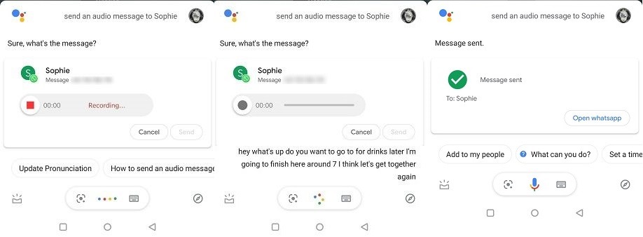 Send Messages Google Assistant Recording Audio Message