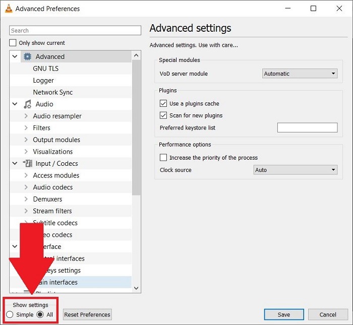 how-to-rotate-save-vlc-unlock-advanced-preferences Show All Vlc Settings