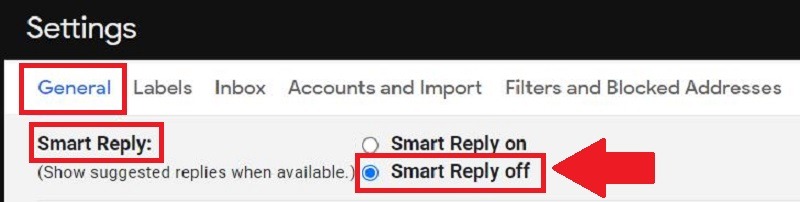 Smart Reply Turn Off Gmail