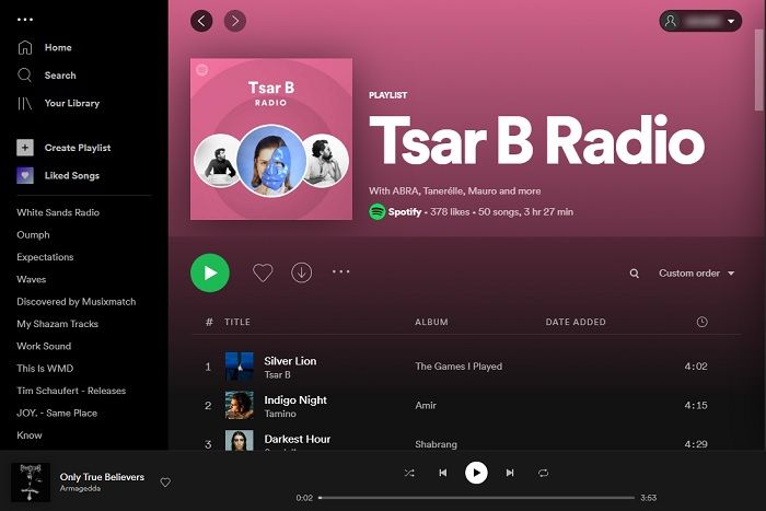 Spotify Radio Station Desktop Album Radio Station View