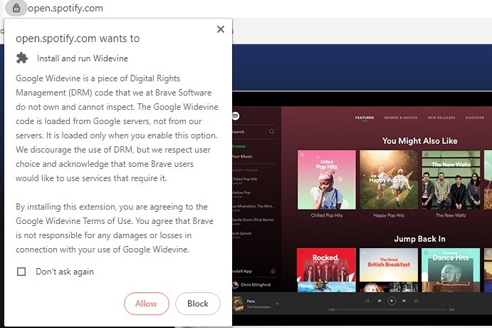 Installing Widevine in browser.