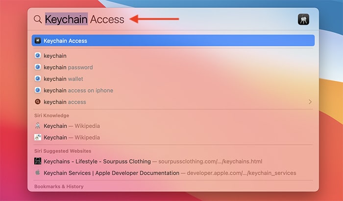 View Saved Passwords Keychain Spotlight Search