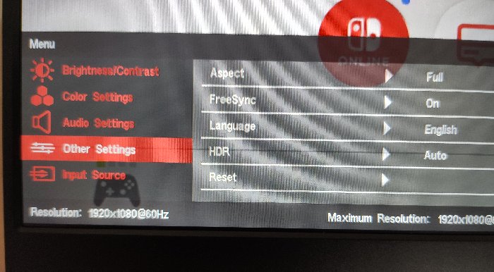 Vissles Monitor Menu Settings