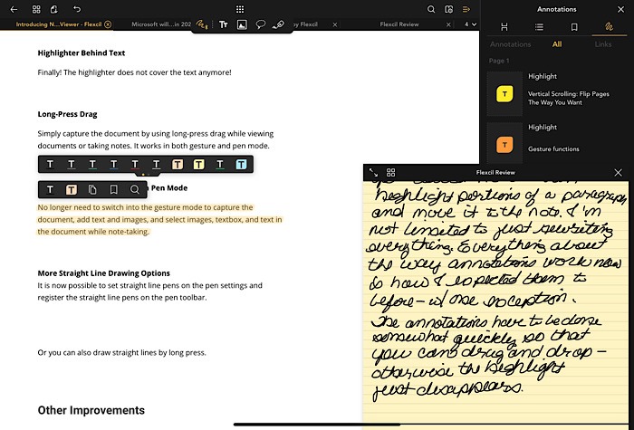 Flexcil Review Annotations