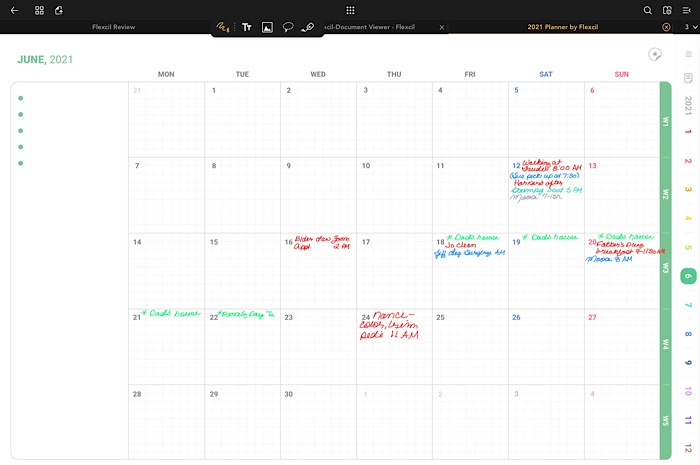 Flexcil Review Calendar