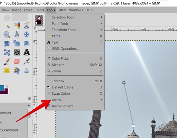 Gimp Path Tool Arrow