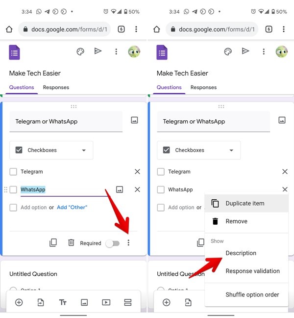 Google Form Add Description Mobile
