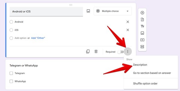 Google Form Add Description Pc