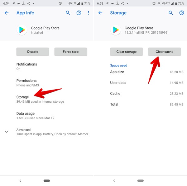 Google Play Store Clear Cache