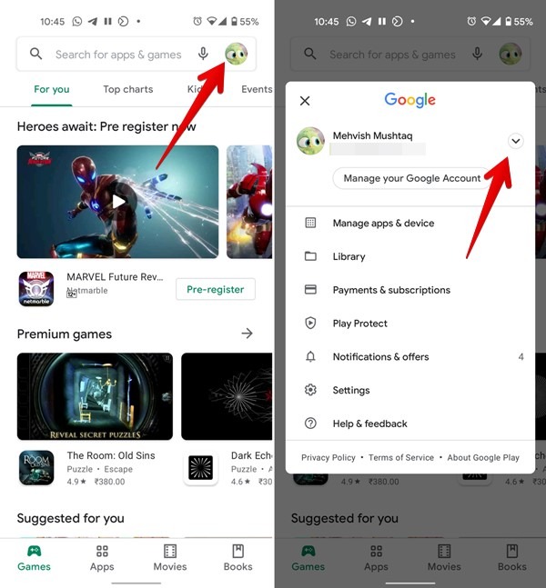 Google Play Store Switch Multiple Accounts