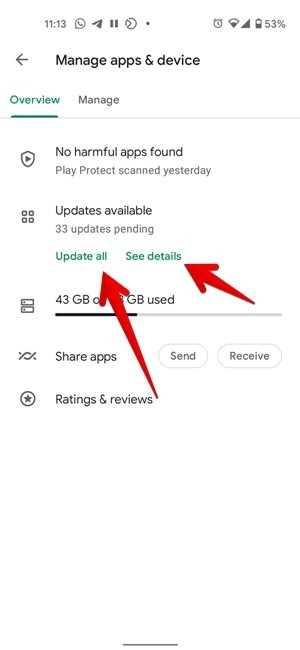 Google Play Store Update Apps