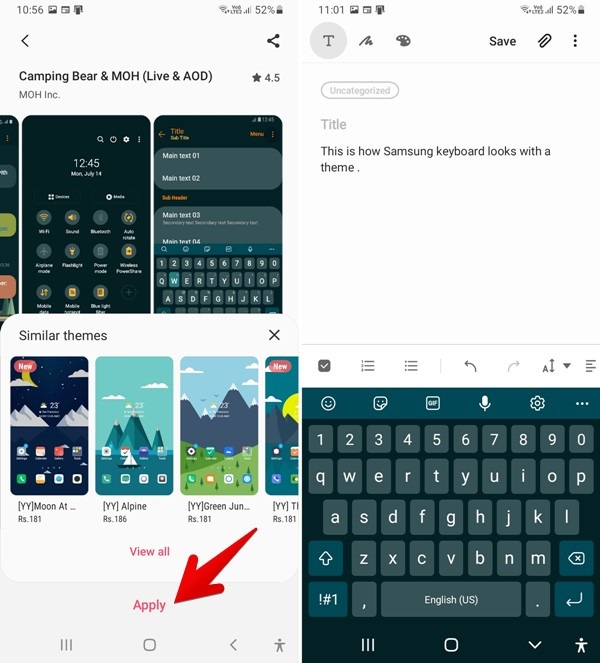 Samsung Keyboard Apply Galaxy Theme