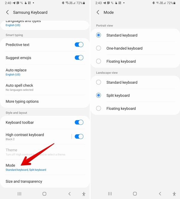 Samsung Keyboard Change Mode Floating Split