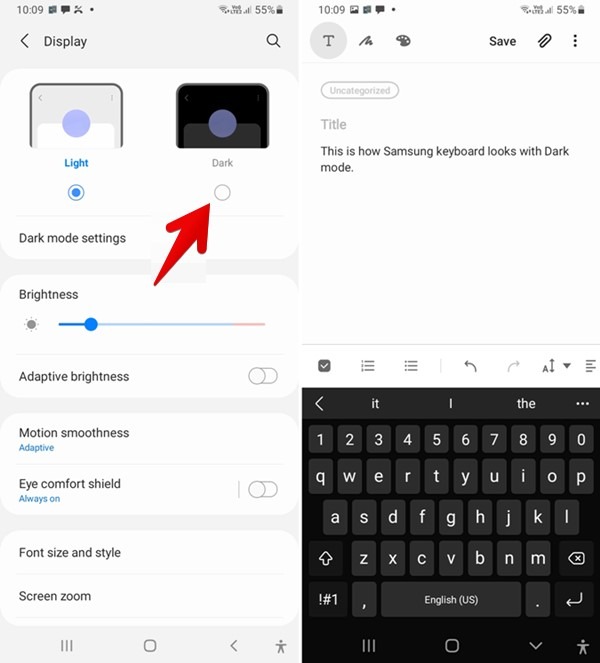 Samsung Keyboard Dark Mode