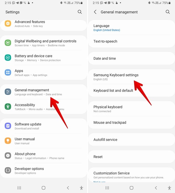 Samsung Keyboard Settings