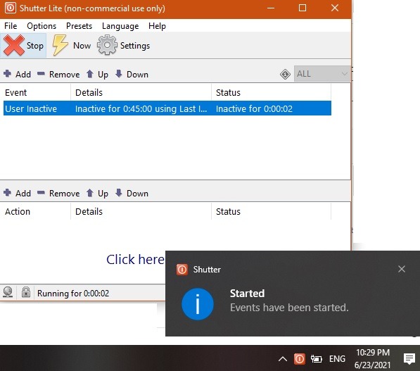 Schedule Automate Tasks Shutter Event Started